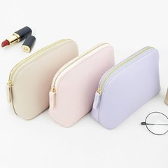 kamumanni Portable Makeup Bag for Women, Small Pu Leather Cosmetic Beige