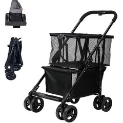 Functional Collapsible Carts Shopping Cart Utility Trolley Cart w/ Swivel Wheels