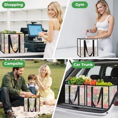 Clear Multi-Purpose 4 Pack Reusable Grocery Bags – Handles & Water-Resistant