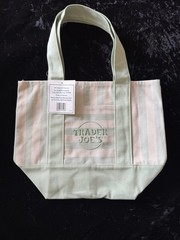 Trader Joe’s Striped Mini Canvas Tote Bag Green White New