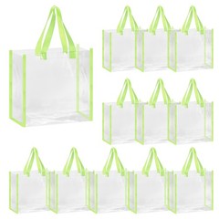 12 Pack Clear Tote Bags Bulk Stadium Approved 12″ x 6″ x 12″ , Light Green
