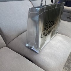 Topps Chrome Silver Medium Reusable Tote Bag Logo Pattern 16.5x12x4 in