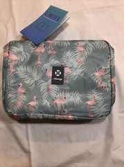 Hanging Travel Toiletry Bag Cosmetic Make up Organizer for Women A Flamingo-1