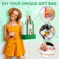24 Pcs Mini Canvas Tote Bags Bulk with Pocket Small Sublimation Blank Canvas Tot