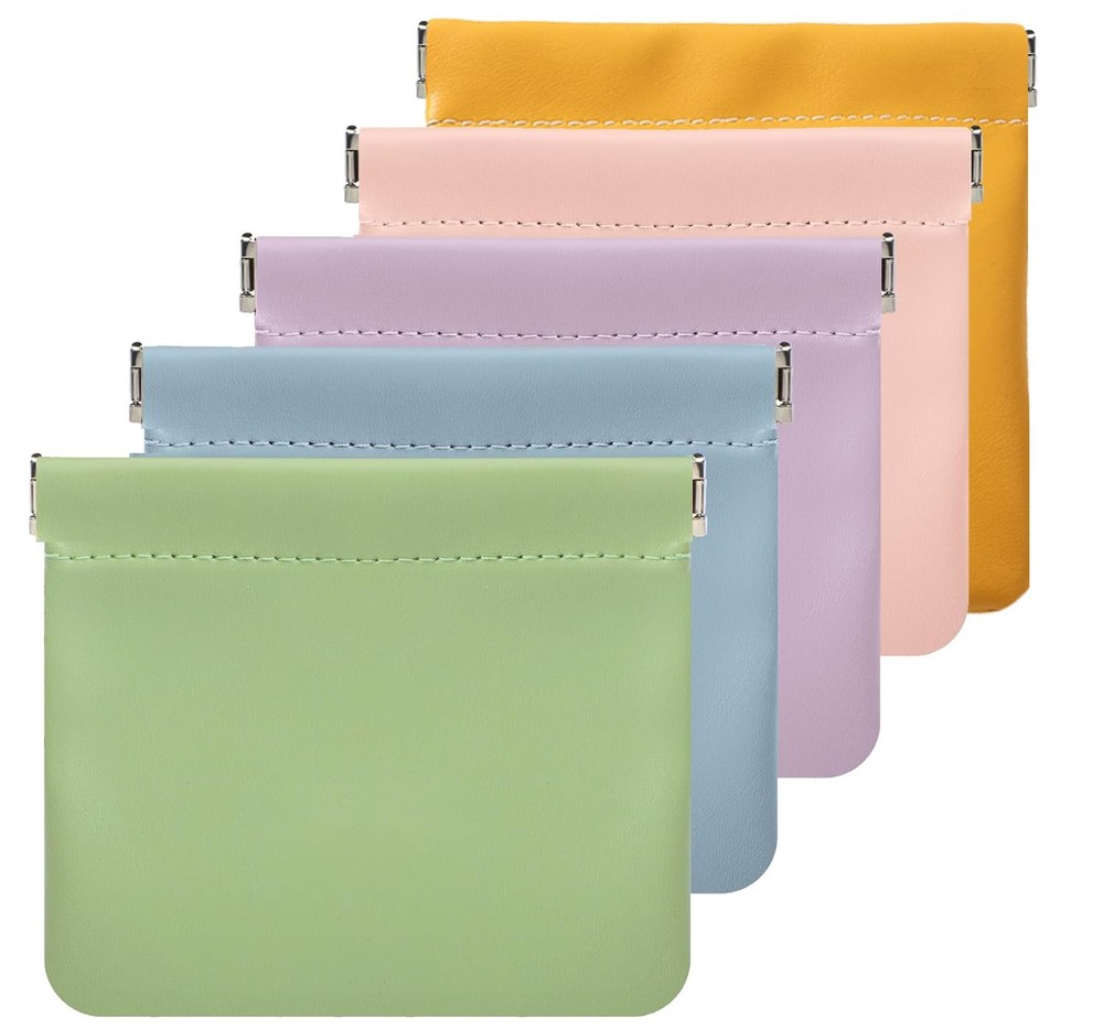 LEISENOR Small Pouches for Purse, 5-pack Cute Snap Closure Storages, Macaron