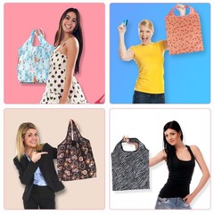 Floral Reusable Grocery Bag Foldable Waterproof Machine Washable Tote 35 PCS