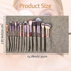 Xinjoduz 1 PCS Makeup Brush Holder Organizer, PU 13.78 × 7.87 inches, Grey
