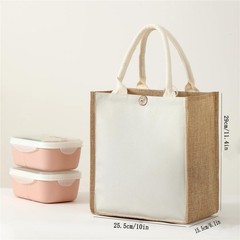 Large Capacity Linen Tote Bag Jute Style Shopping Travel Picnic Handbag