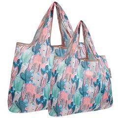 Wrapables Large & Small Foldable Tote Nylon Reusable Grocery Bags, Set of 2