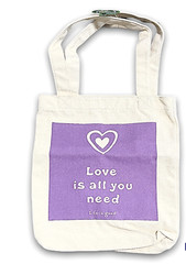 Life Is Good Tote Bag Off White Purple All you need is love Tote Bag Handles NWT