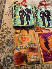 4 Trader Joes Shopping Bag 50 Anniversary 1967 Atlanta Orange Chicken Tote Lot