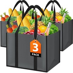WISELIFE Reusable Grocery Bags with Handles – 3 Pack 35L Large Shopping Bags fo