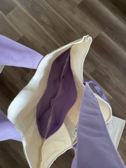 Trader Joe’s Foldable Canvas Reusable Shopping Bag Purple White Solid LIMITED ED