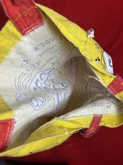Trader Joe’s Reusable Tote Bag Grocery Shopping Waffle Toast Cotton Yellow Red