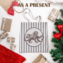Octopus Gifts Tote Bag for Women, Ocean Beach Octopus Canvas Tote Bag, Coasta…