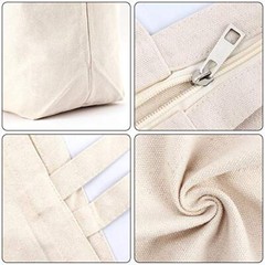 Blank Tote Canvas Bag with Zipper 3 PC 19.7×15.7 inch Bags with Handles 12 Oz…