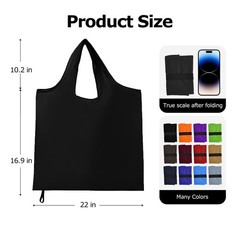 Foldable Shopping Bag, Washable Reusable Grocery with Holder, Nylon Lightweight