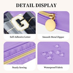 GODEAGLE Personalized Travel Makeup Bag Set, 2PCS Toiletry & 26 White
