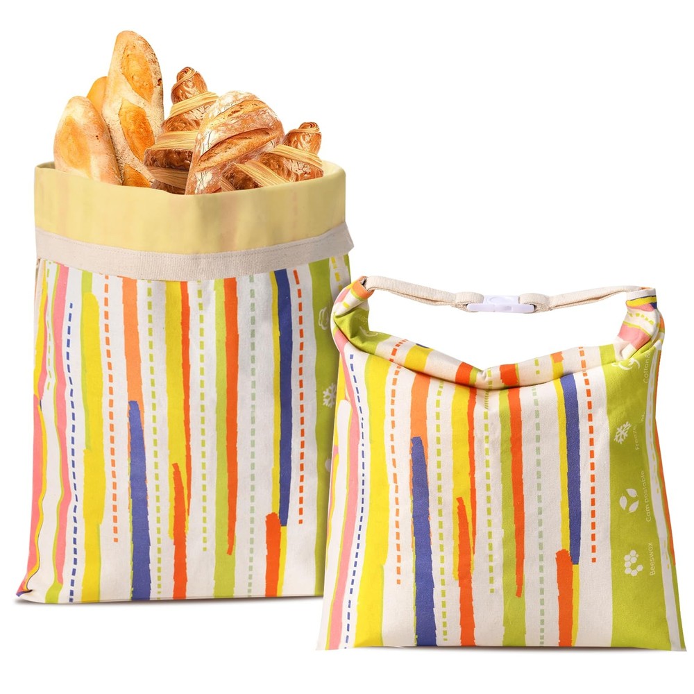 2 Pack Beeswax Bread Bags for Sourdough Homemade X-Large, colour stripe