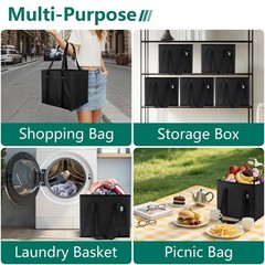 4 PCS Reusable Grocery Bags Foldable Heavy Duty Large Shopping Handles Tote