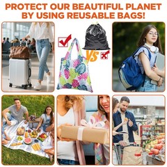 16 PCS Foldable Reusable Grocery Shopping Tote Bags Polyester Multi Color