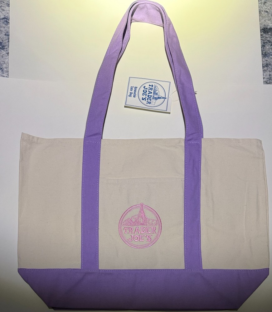 Trader Joe’s Reusable Large Canvas Tote Bag – Lavender Purple – Limited Edition