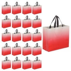 24Pcs Reusable Gift Bags with Handles 10.6 x 13 Inch Gradient Red White