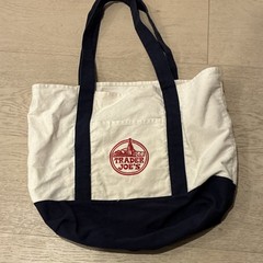 Trader Joe’s Foldable Canvas Tote Bag White Navy Blue Viral Tote Bag