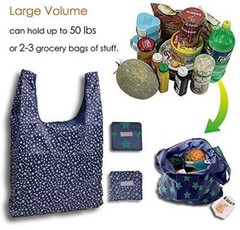 STARS & STRIPES 6 PC RIPSTOP WATERPROOF MACHINE WASHABLE GROCERY BAGS