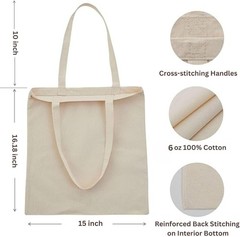 Canvas Tote Bag 15×16, Bulk Reusable Cotton for Grocery DIY Crafts 2 6 12 Pack