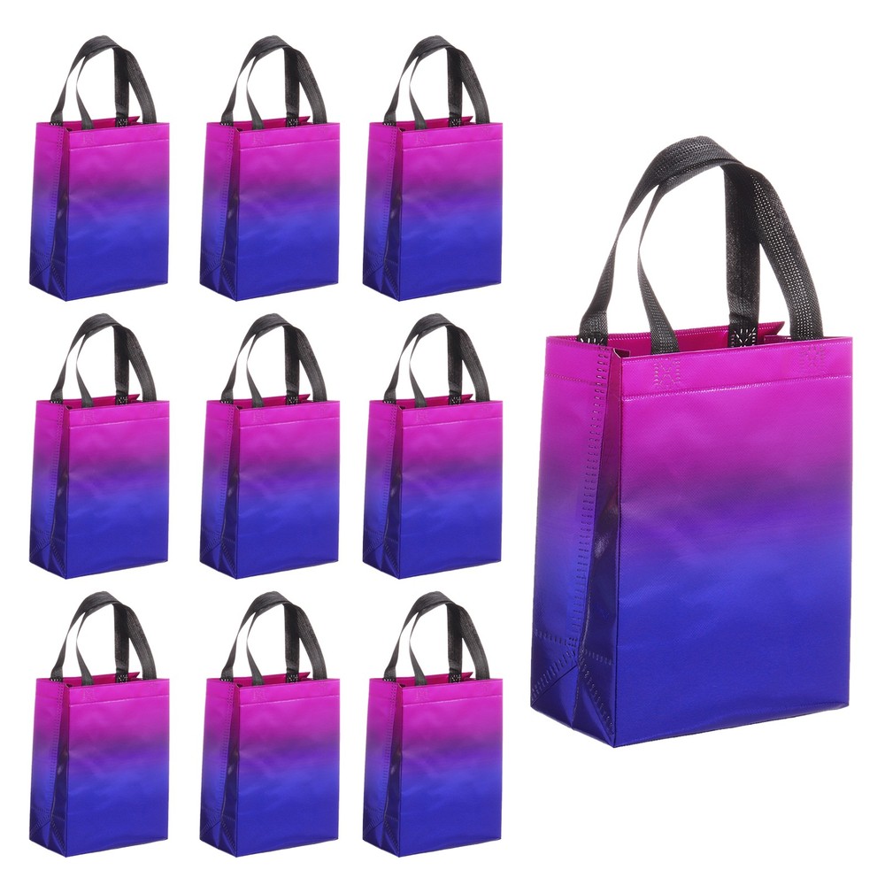 12Pcs Reusable Gift Bags with Handles 7.9 x 9.8 Inch Gradient Purple