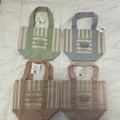 Trader Joe’s Striped Mini Canvas Tote Bag Set 4 Pastel Colors NWT Rare