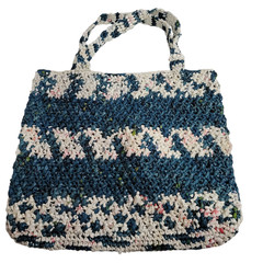 Handmade Crocheted Shopping Bag Recycled Plastic Grocery Bags 19″x17″ Upcycle