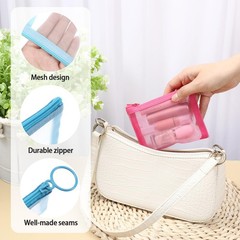 5 PCS Clear Mesh Zipper Pouches, Purse Organizer Pouches Portable Multicolor