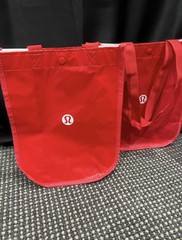 Lululemon Small Red And White Logo Reusable Shopping Bag