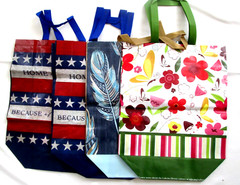 4/pcs Grocery Shopping Bags Large Totes Multi Design Reusable 15″x14″x5.75″-New
