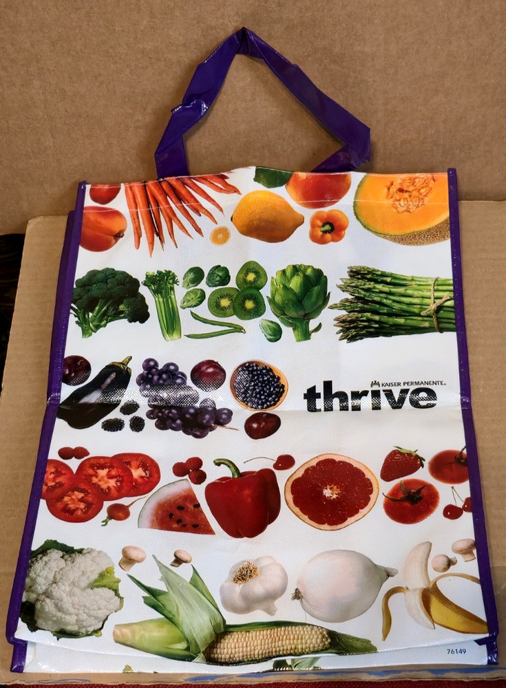 Kaiser Permanente THRIVE Shopping Tote Bag Reusable Fruit Print