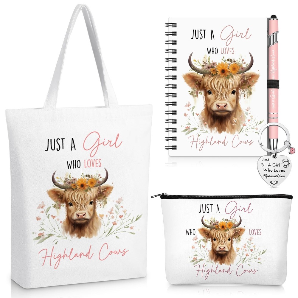 Sinmoe 5pcs Highland Cow Gift Set Women 13.39 x 15.75 x 3.94 inches, Pink