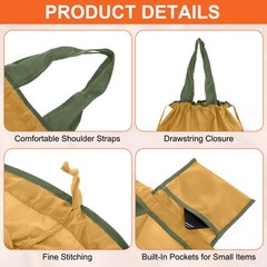 1Pcs 21″ x 16″ Washable Shopping Totes Fit in Pocket (Yellow)