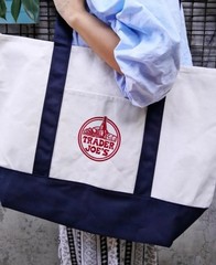 Trader Joe’s Beverly Hills Edition Canvas Reusable Shopping Bag White Navy