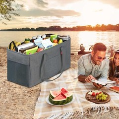Extra Large Utility Tote Bag Wire Frame Foldable Reusable Grocery Beach Storage