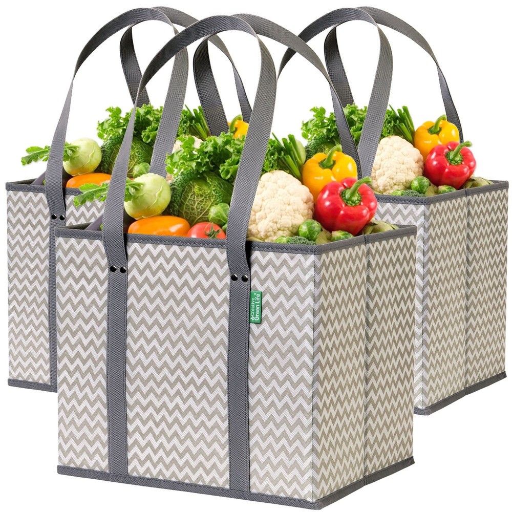 Reusable Grocery Bags (3 Pack) – Heavy Duty Reusable Shopping Bags with Box S…