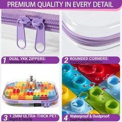 YQBRAO 3-Pack Large Clear Hard Shell Zipper Case, 1.2mm 3 Pack(L), Purple