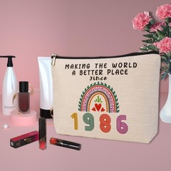 ancpeany 40th Birthday Gifts Women Makeup Bag, 10 x 7 inches, 1986