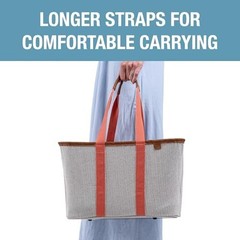 Collapsible LUXE Tote – Rose Herringbone 1 Pack 30L / 8 Gal – Reusable Grocer…