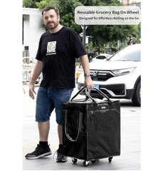 Durable Large 76lbs Rolling Tote Bag with 3 Handles – Perfect for Busy Shoppers