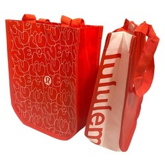 Lululemon Red Reusable Tote Bags Set Of 2 12″H x 9.5″ W