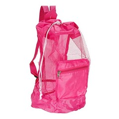Mesh Beach Bag, Washable Large Mesh Backpack Sea Shell Organizers Pink