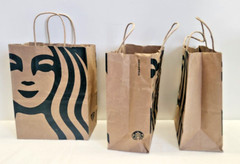 7 Starbucks Paper Bags Reusable Brown with Handles Rainforest Alliance