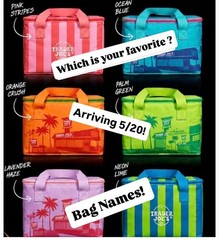 🔥 Trader Joe’s Mini Insulated Bag 1.5 Gallons Neon Lime Blue Stripe Limited 🔥